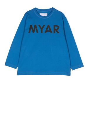 MYAR KIDS Myar-print detail T-shirt - Blue