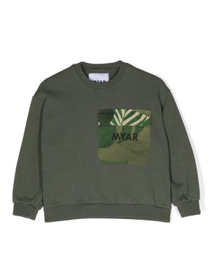Myar logo-patch crew neck sweatshirt - Green