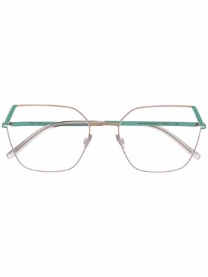 Mykita hexagon colourblock frame glasses - Green