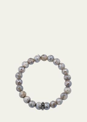 Mystic Labradorite Bead & Black Diamond Rondelle Bracelet
