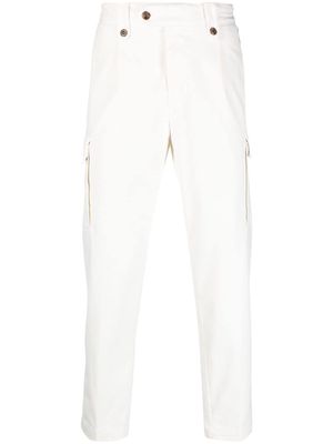 Myths cargo-pocket twill tapered trousers - White