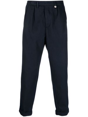 Myths logo-patch cotton tapered trousers - Blue