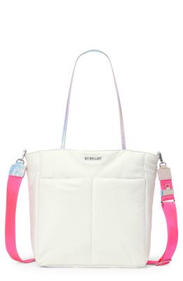 MZ Wallace Bowery Quatro Water Resistant Nylon Tote in Bright White With Iridescent
