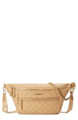 MZ Wallace Crosby Convertible Quilted Nylon Sling Bag in Camel