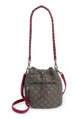 MZ Wallace Crosby Quilted Nylon Bucket Bag in Ash