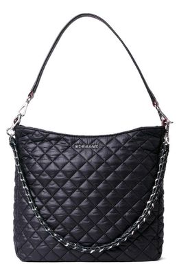 MZ Wallace Crosby Quilted Nylon Hobo Bag in Black