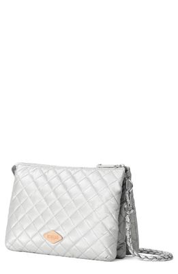 MZ Wallace Large Crosby Pippa Quilted Shoulder Bag in Oyster Metallic