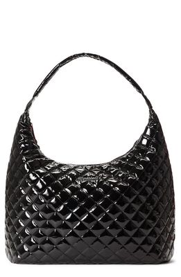 MZ Wallace Large Metro Shoulder Bag in Black Lacquer