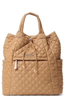 MZ Wallace Metro Quilted Nylon Convertible Backpack in Caramel