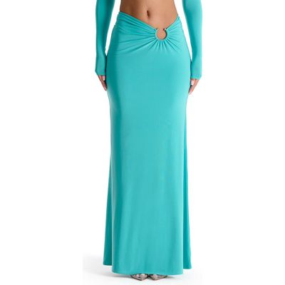 N BY NAKED WARDROBE Asymmetric Waist Maxi Skirt in Turquoise 