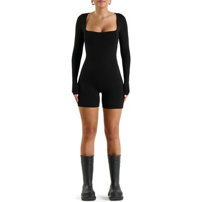 N BY NAKED WARDROBE Extra Smooth Long Sleeve Romper in Black 