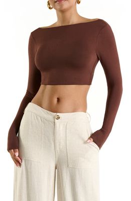 N BY NAKED WARDROBE Too Smooth Crop Top in Chocolate