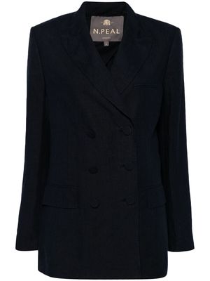 N.Peal Ava double-breasted linen blazer - Blue