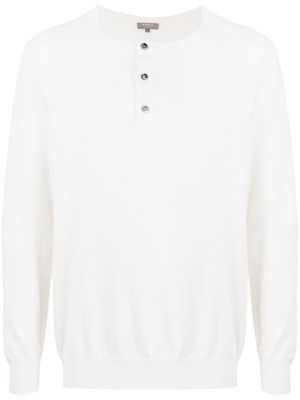 N.Peal button-placket knit jumper - White