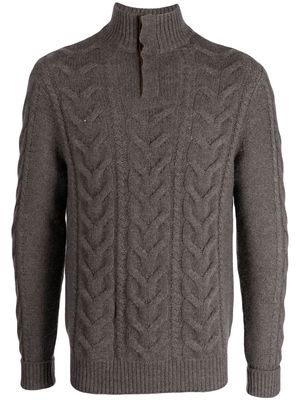 N.Peal button-up cable-knit jumper - Grey
