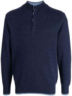 N.Peal button-up fine-knit jumper - Blue