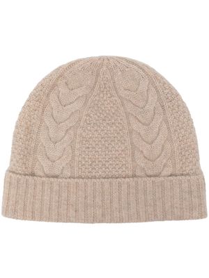 N.Peal cable-knit cashmere beanie - Brown