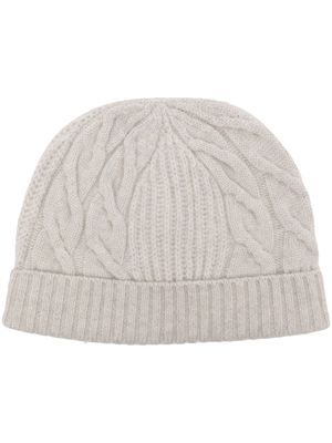 N.Peal cable-knit cashmere beanie - Grey
