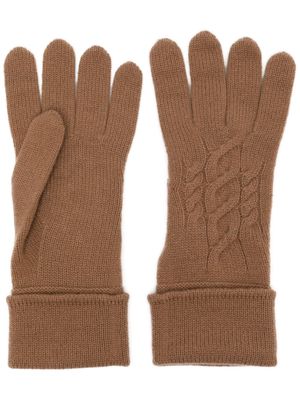 N.Peal cable-knit cashmere gloves - Brown