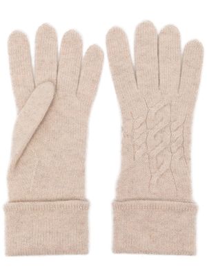 N.Peal cable-knit cashmere gloves - Neutrals