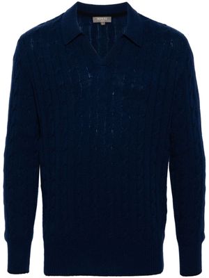 N.Peal cable-knit cashmere polo jumper - Blue