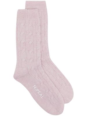 N.Peal cable-knit cashmere socks - Pink