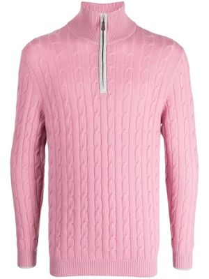 N.Peal cable-knit half-zip jumper - Pink