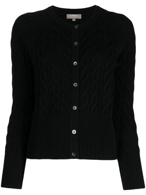 N.Peal cable-knit long-sleeved cardigan - Black