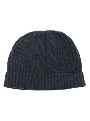 N.Peal cable-knit organic cashmere beanie - Blue