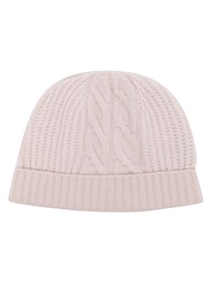N.Peal cable-knit organic cashmere beanie - Pink