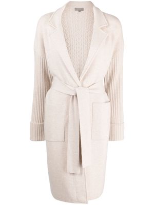 N.Peal cable-knit organic cashmere coat - Neutrals