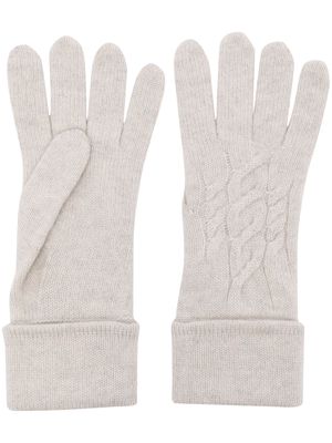 N.Peal cable-knit organic cashmere gloves - Grey