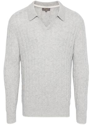 N.Peal cable-knit polo jumper - Grey