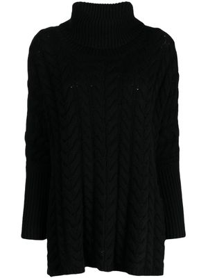 N.Peal cable-knit roll-neck cashmere jumper - Black