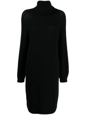N.Peal cable-knit roll-neck dress - Black