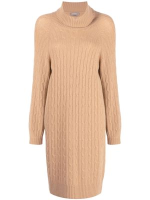 N.Peal cable-knit roll-neck dress - Neutrals