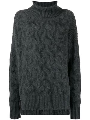 N.Peal cable-knit roll-neck jumper - Grey