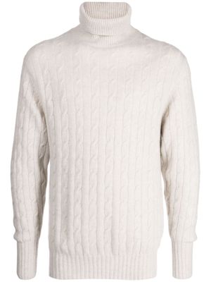 N.Peal cable-knit roll-neck jumper - Neutrals