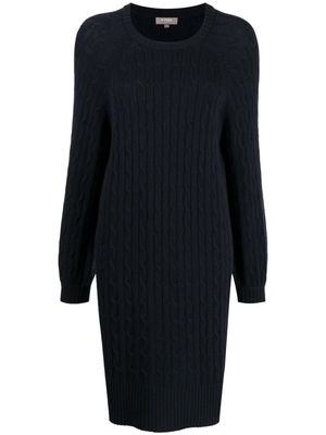 N.Peal cable-knit round-neck dress - Blue