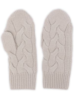 N.Peal cashmere cable-knit mittens - White