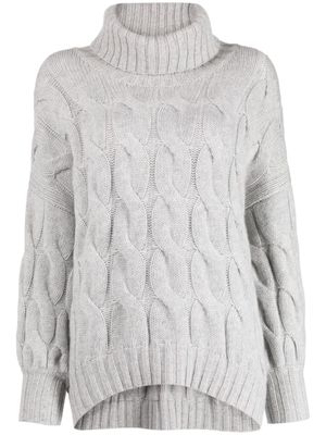 N.Peal Chunky Cable roll-neck jumper - Grey