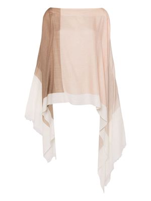 N.Peal colour-blocked cashmere kaftan - White