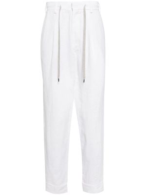 N.Peal drawstring linen trousers - White