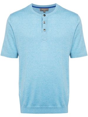 N.Peal fine-knit Henley top - Blue