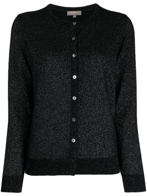 N.Peal fine-knit lurex cardigan - Black