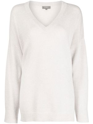 N.Peal fine-knit V-neck jumper - Grey
