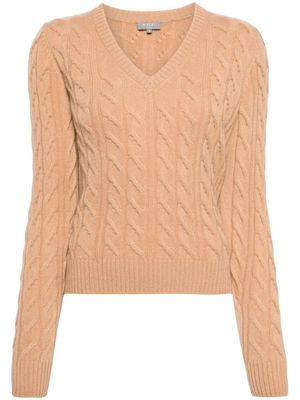 N.Peal Frankie cable-knit jumper - Brown