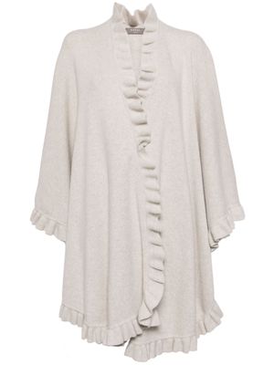 N.Peal frilled organic cashmere cape - Grey