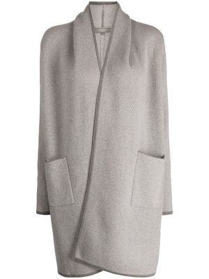 N.Peal herringbone-pattern cashmere cardigan - Grey