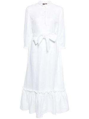 N.Peal Iris ruffled linen dress - White